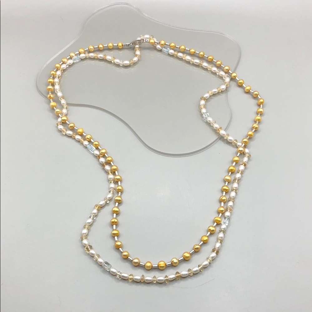Cultured freshwater pearls necklaces bundle lot 2 layered look boho beach.